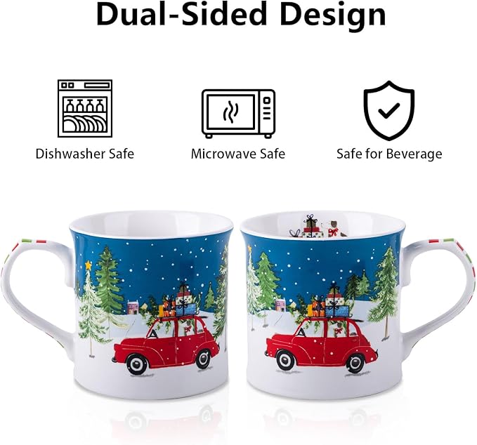 12 oz Christmas Car Coffee Mug, Festive New Bone China Mug - Image 5