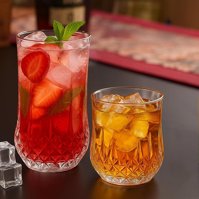 Ruckae Drinking Glasses Set of 8, 11 oz and 7 oz Kitchen Water Glass Cups Set - Image 7