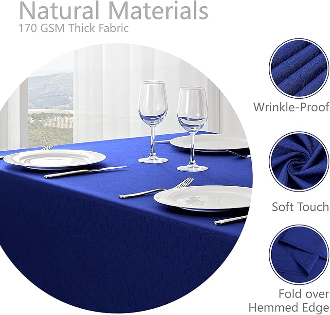 Rectangle Tablecloth Waterproof 60x104 inch Linen Textured Table Cloth Stain and Wrinkle Resistant Washable, Decorative Fabric Table Cover for Dining, Party and Camping, Royal Blue