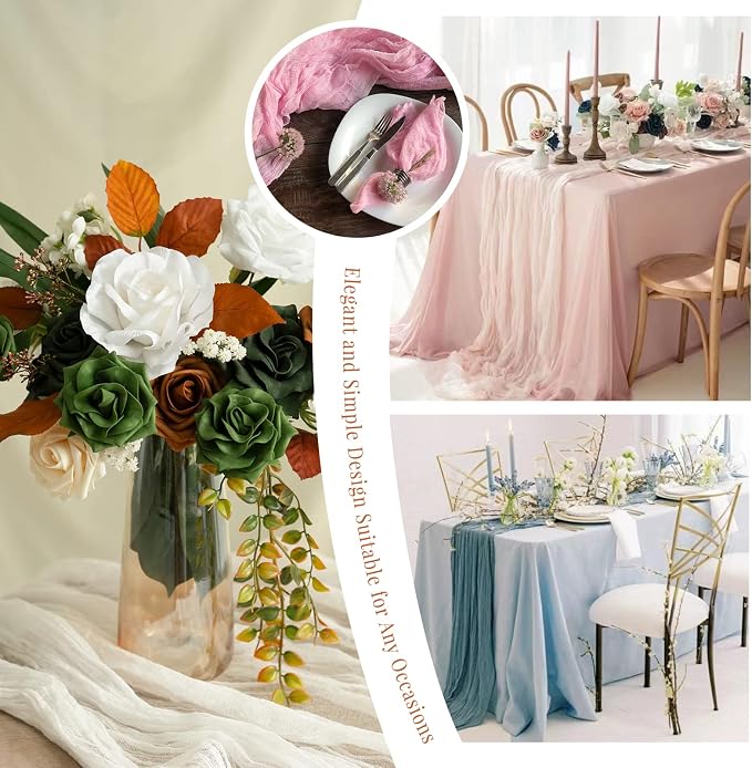 YMHPRIDE 12 Pack Cheesecloth Table Runner 35x120in Navy Blue Table Runner | - Image 6