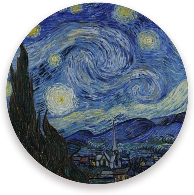 Coasters for Drinks Coaster Drink Set Decorative Coffee Table Desk Cup Mat Spring Cute Cork Bar Backing Round Home Decor Starry Night03