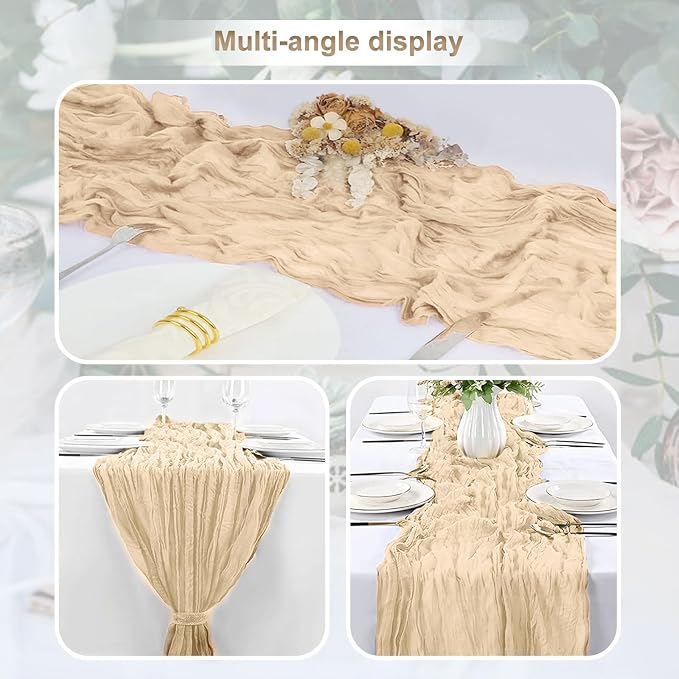 1 Pack Nude Cheesecloth Table Runner 35x120 Inch 10Ft Rustic Gauze Cheese Cloth - Image 6