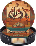 6 Pcs Southwest Kokopelli Native American Leather Coasters by CAPVKING