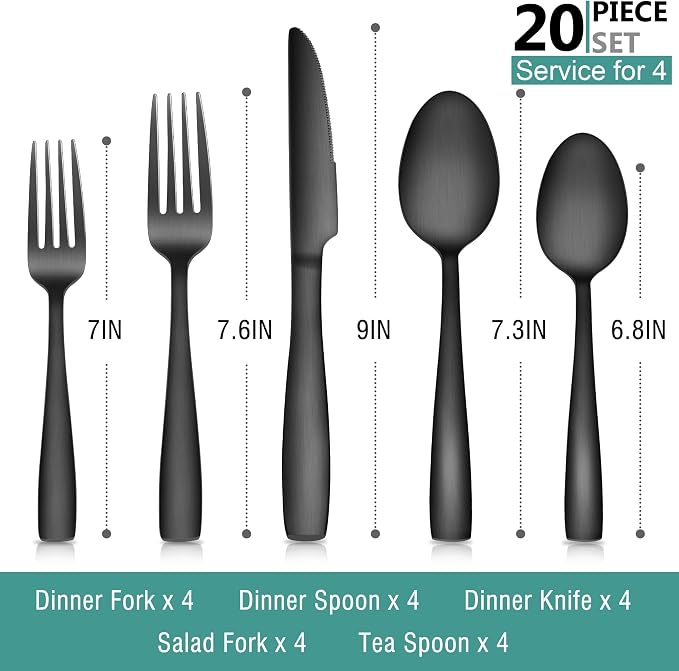 E-far Matte Black Silverware Set - Image 2