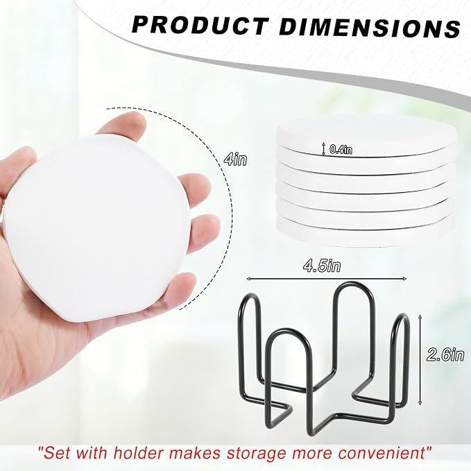Azhou 6Pcs Absorbent Diatomaceous Earth Coasters Set - Image 4