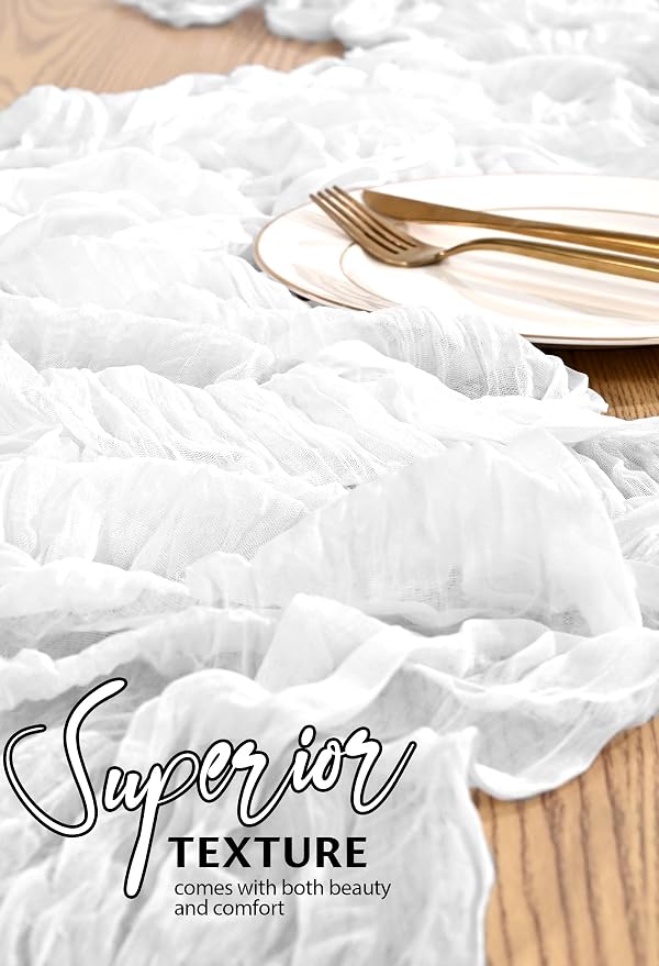 18 Pack Cheesecloth Table Runner 10FT White Table Runner Boho Gauze Cheese - Image 4