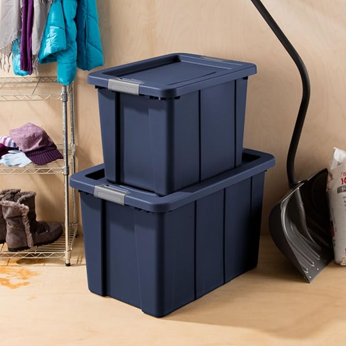 Sterilite 12-Pack Storage Bins with Lids, Heavy Duty Totes, Tuff1, 30 Gallon, Dark Indigo