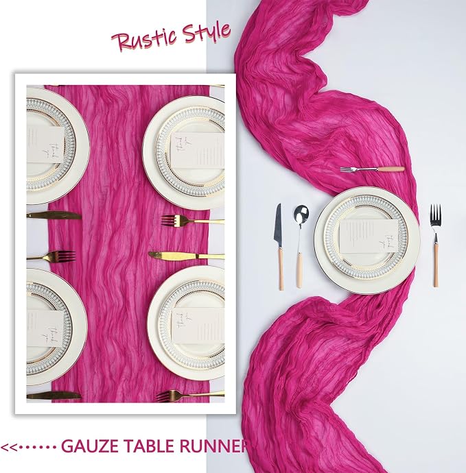 6 Pack Hot Pink Table Runner Cheesecloth 10Ft Gauze Cheese Cloth Table Runner - Image 5