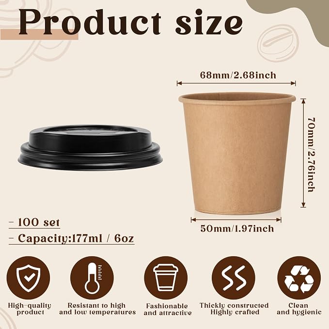 100 Sets 6 oz Disposable Espresso Cup - Image 2