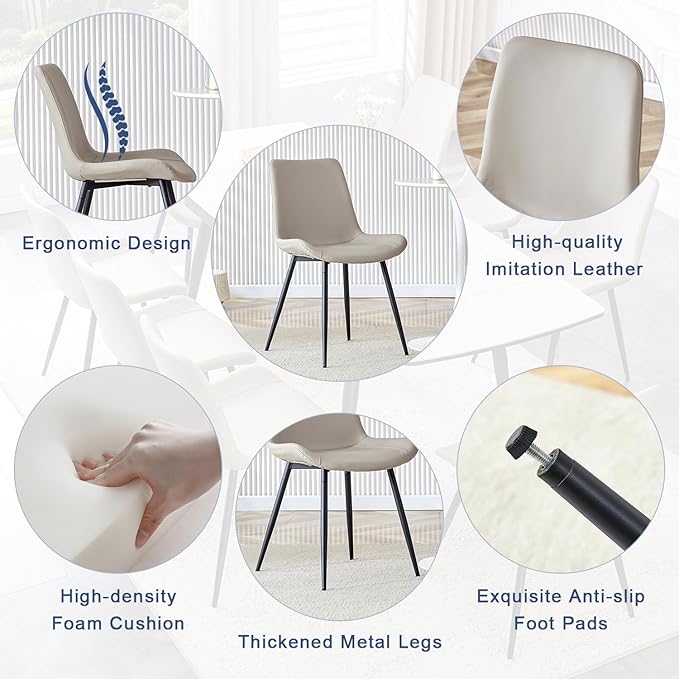 Extendable Dining Table Set for 8, 55'' to 78.8'' Rectangular Thickened Sintered Stone Kitchen Table with 8 Upholstered Chairs, Modern Space Saving 9-Piece Dinner Table Set