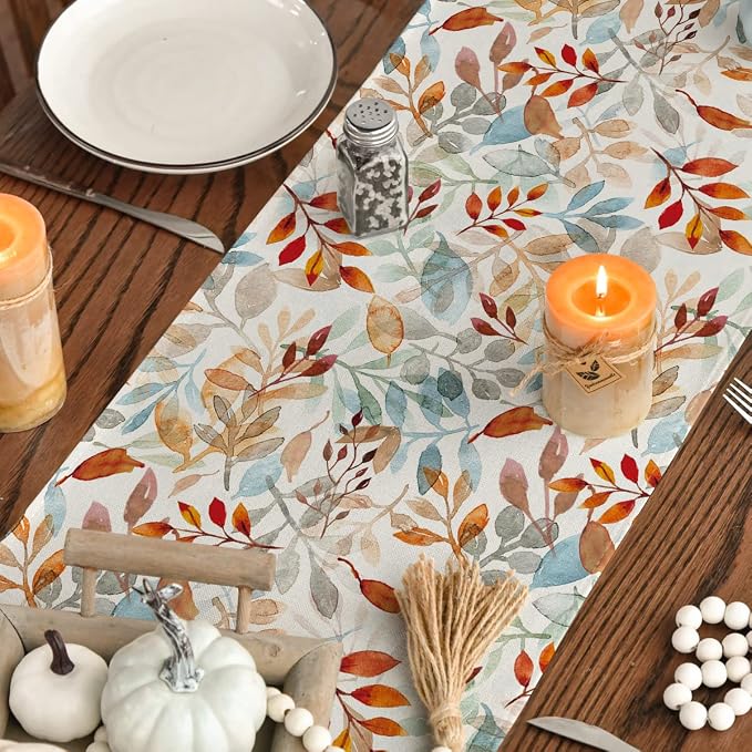 Artoid Mode 210 GSM Fall Table Runner 13x108 Inch Home Party Decor | Beige - Image 7