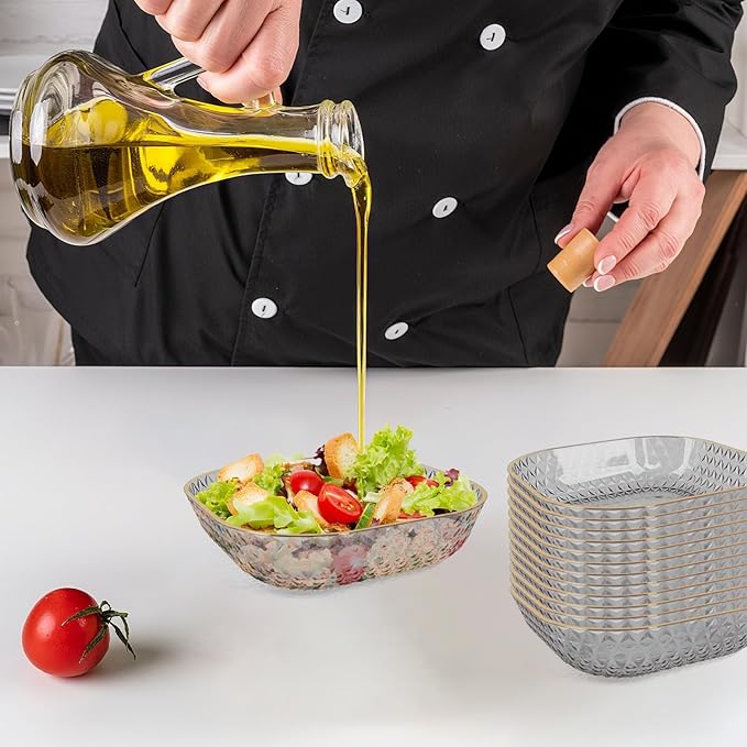 Clear Plastic Bowls, 24 Pack 22 Oz Plastic Serving Bowl Salad Serving Bowl Fruit Salad Bowl For Party Wedding Birthday Snack Fruit (Grey)