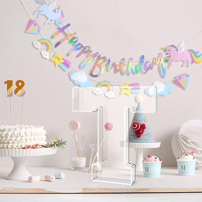 13.8" Acrylic Letter Charcuterie Tray, Charcuterie Letters Fillable Box for Food, Reusable Serving Cake Candy Dish Display Tray for Birthday Anniversary Party Decoration (Letter T)