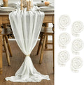 Artoid Mode Boho Milk White Gauze 6 Pieces Wedding Table Runner, 120 Inch by ArtoidMode