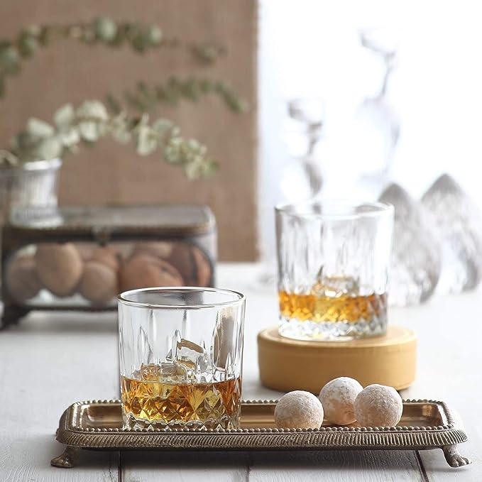 LAV Old Fashioned Glasses Set of 4 - Whiskey Glasses Set 11.25 Oz - Scotch for Men and Women - Barware Rocks Glasses for Home Bar and Dining