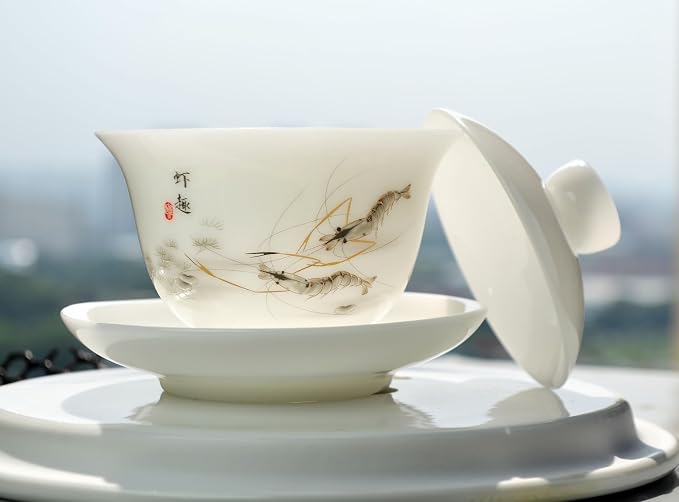Liang baobao Ice Jade White Porcelain Gaiwan, 5oz Teacup Suet-fat Jade - Image 5
