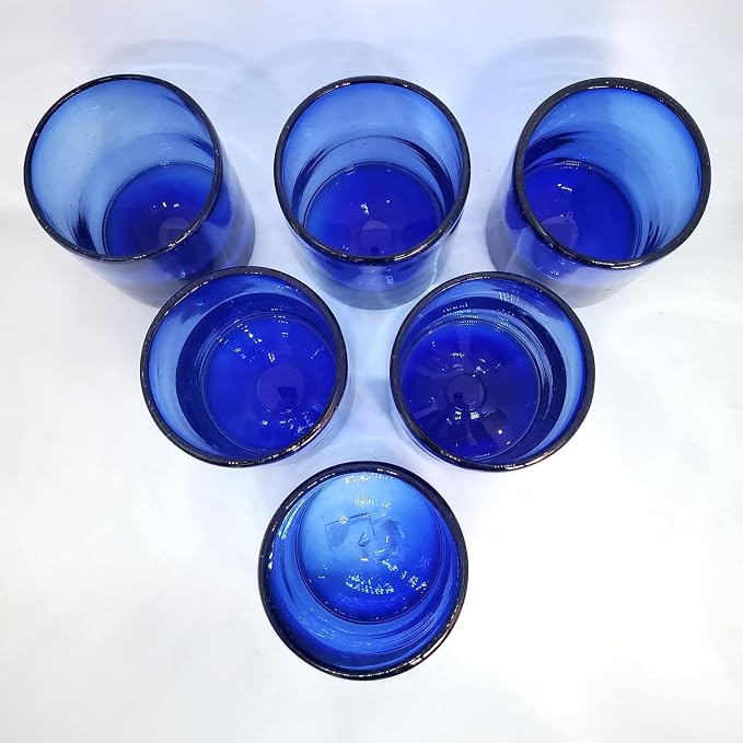Solid Cobalt Blue 9 oz Short Tumblers, Recycled Glass, Toxin-Free - Image 6