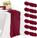 6 Pieces Burgundy 10FT Cheesecloth Table Runner Boho Gauze Fabric Table Runner by JALANCY