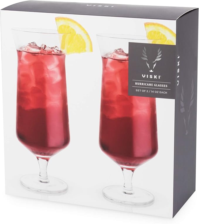 Viski Raye Hurricane Glasses, Tropical Cocktail Glass, Crystal Glasses Gift set - Image 7