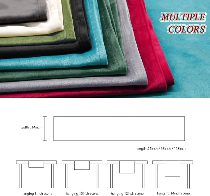BALCONY & FALCON Table Runner Velvet Emerald Green 14"x71" | Elegant, Fall Decor - Image 5