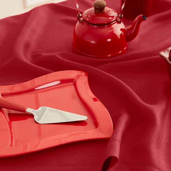 Solino Home 100% Pure Linen Table Runner Red, Classic Hemstitch 14 x 72 in | - Image 9