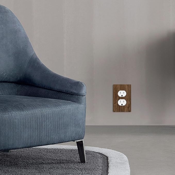Outlet Covers Brown Rustic Wood Grain Farmhouse 1 Gang Duplex Light Switch Cover Plate Decorative Wall Plates Electrical Switchplate Receptacle for Cabin Bedroom Decor（2 Pack）