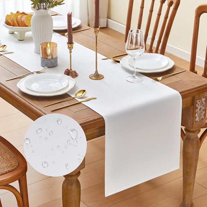 YATOJUZI White Table Runner Seasonal Summer Kitchen Dining Coffee Table by YATOJUZI