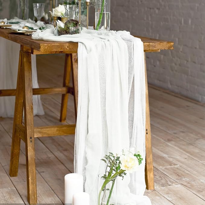 12 Pack Cheesecloth Table Runner, Runner Gauze Boho Wedding Decor Romantic - Image 4