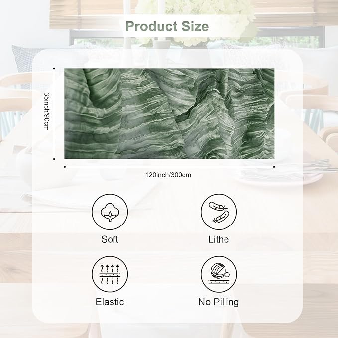 1 Pack Sage Green Cheesecloth Table Runner 35x120 Inch 10Ft Rustic Gauze Cheese - Image 4