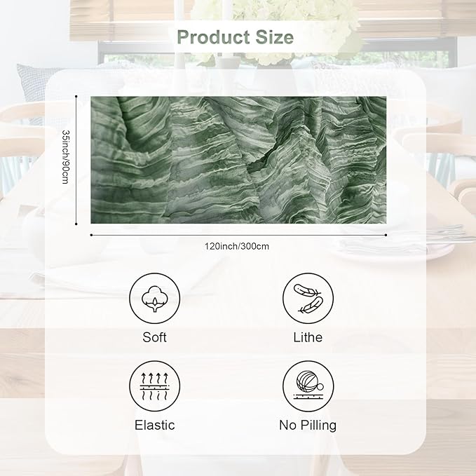 20 Pack Sage Green Cheesecloth Table Runner 35x120 Inch 10Ft Rustic Gauze - Image 4