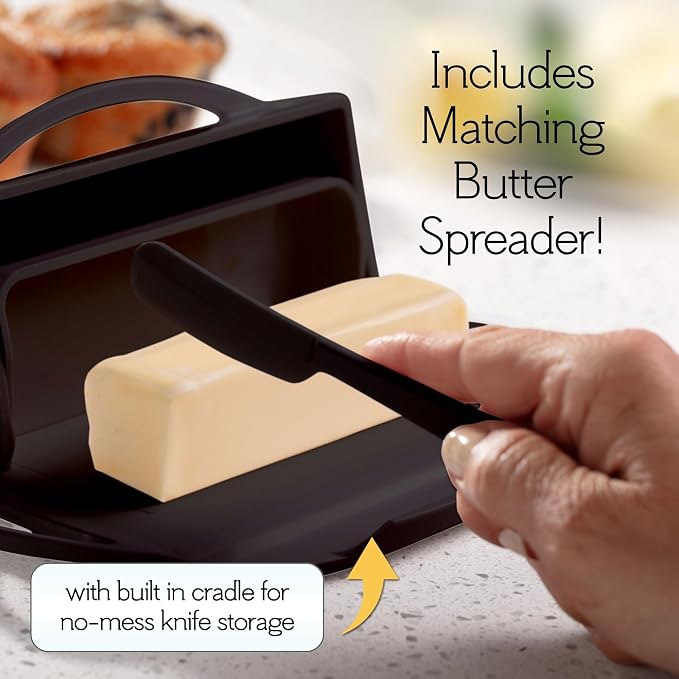 Flip Top Butter Dish with Attached Lid & Matching Knife, 2 Pack - Image 3