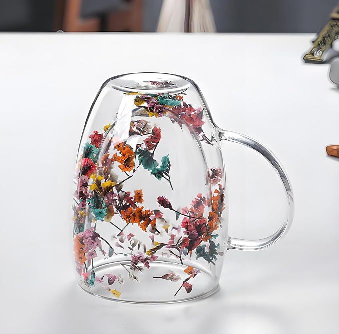 NBHUZEHUA Double Wall Coffee Mugs Set of 2 Insulated Glass Cup Set Newly Wed - Image 6