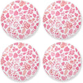 Pink Glitter Leopard Print Set of 4 Round Drink Coaster Cork Trivets by KLL