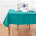 Solino Home Linen Tablecloth 60 x 156 Inch - Classic Hemstitch 100% Pure Linen Teal Table Cloth for Rectangle Tables - Machine Washable Tablecloth