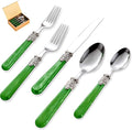 20 pieces 18/10 Stainless Steel Silverware Sets With Deep Green Handle,Vintage Cutlery Sets,Sliverware set Service for 4,Dishware Safe (20, Deep Green)