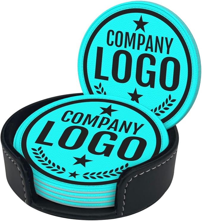 Custom Leather Coasters with Logo - Image 2