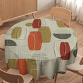 Retro Medieval Bohemian Round Tablecloth, Modern Mid Century Geometric Abstract Print Tablecloth for Home Party Dining Room Kitchen Decor 36Inch(90cm)
