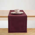 Solino Home Cotton Linen Table Runner Wine, Hemstitch Collection 14 x 90 in | by SolinoHome