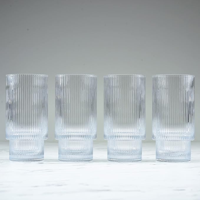 Greenline Goods Ripple Drinking Glasses - 12 oz Modern Kitchen Glassware Set - Image 3