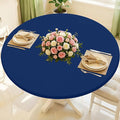 Round Spandex Tablecloth, Elastic Fitted Waterproof Tablecloths for 18"-24" Tables, Stretch Washable Picnic Table Cover for Camping, Dining, Indoor and Outdoor, Navy