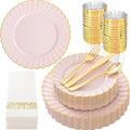 YOUBET 175PCS Pink Scalloped Plastic Plates by YOUBET