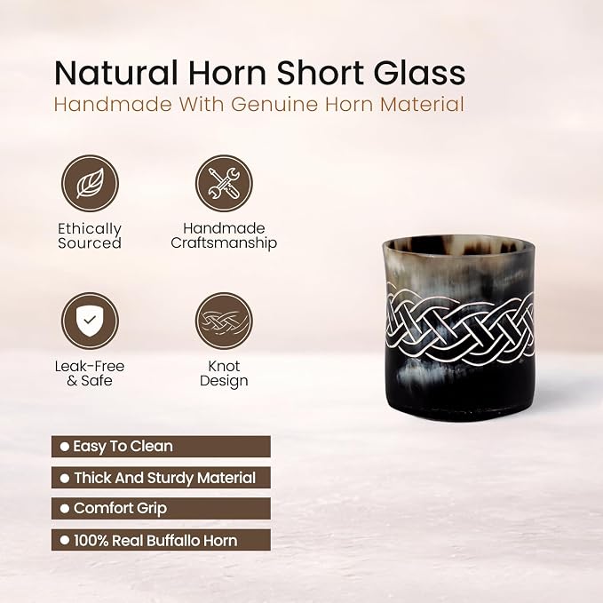 Handicrafts Home Viking Horn Shot Glasses Set of 8, Handmade Natural Ox Horn - Image 3