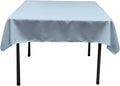 LA Linen Polyester Poplin Washable Square Tablecloth, Stain and Wrinkle Resistant Square Table Cover 52x52, Fabric Table Cloth Square for Dining, Kitchen, Party, Holiday 52 by 52-Inch, Blue Light