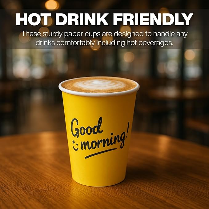 Disposable Coffee Cups, To Go Paper Hot Cups, Good Morning Design - Image 3