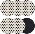Wave Point Black Coasters Set of 6, Modern Minimalist Geometric on Linen Soft by PIEPLE
