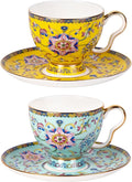 KAMMAK Tea Cup and Saucer, Ceramic Coffee Cups, 7.4 oz, Afternoon Tea and by KAMMAK
