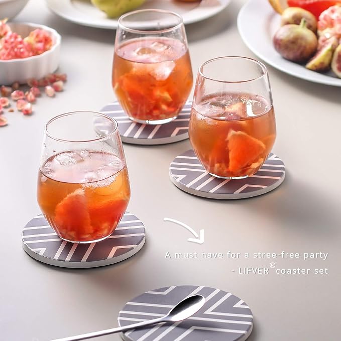 LIFVER Coasters for Drinks, Absorbent Coaster Set of 6 - Image 7