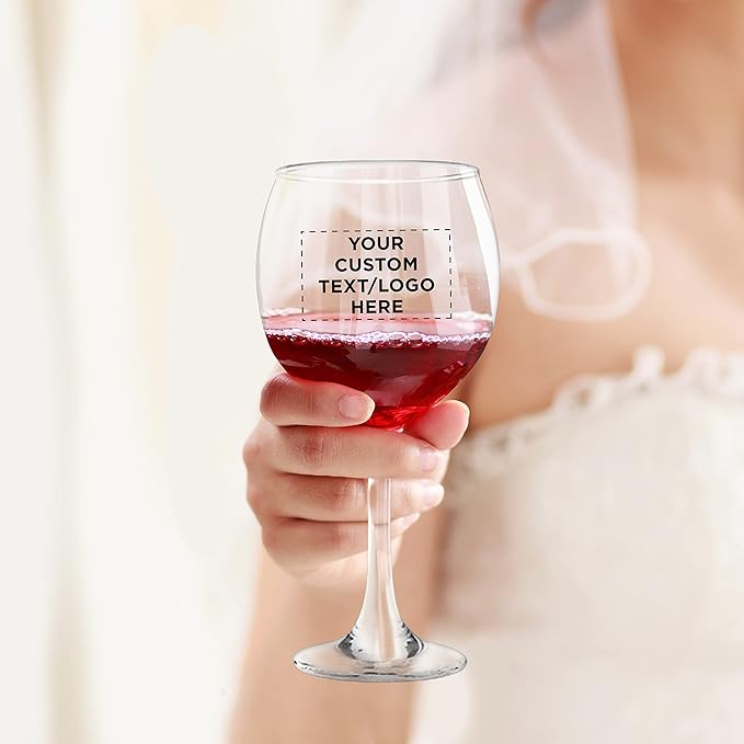 Custom Premiere Wedding Wine Glasses 20.5 oz Set of 12, Personalized Bulk Pack - Restaurant Glassware, Perfect for Red Wine or White Wine - Clear