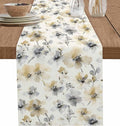 Watercolor Flower Table Runners 90 Inches Long, Cotton Linen Fabric Table by Edwiinsa
