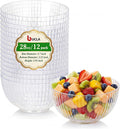 bUCLA 12 PCS Plastic Cereal Bowls Set - 28 Oz Clear Disposable Vertical Stripes by BUCLA